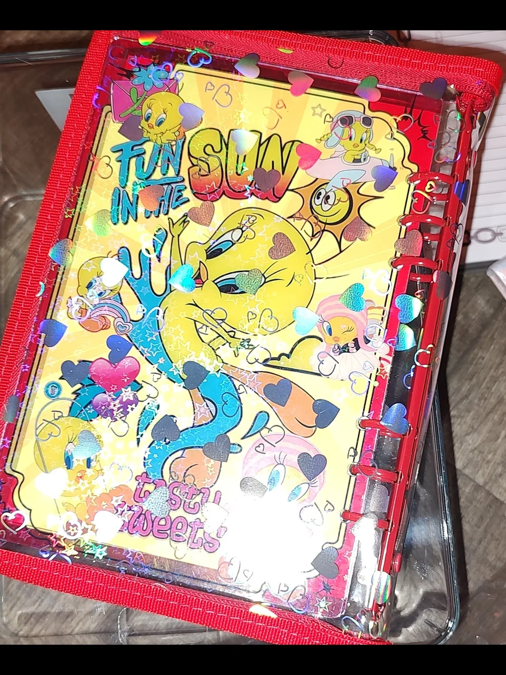 New! A5 Size Tweety Bird Acrylic Shaker Notebook